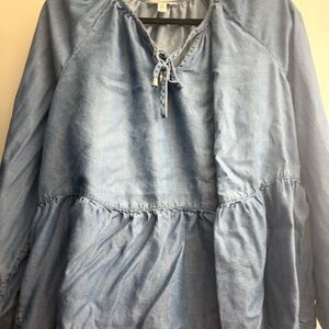 Stylish Blue Long-Sleeve Blouse